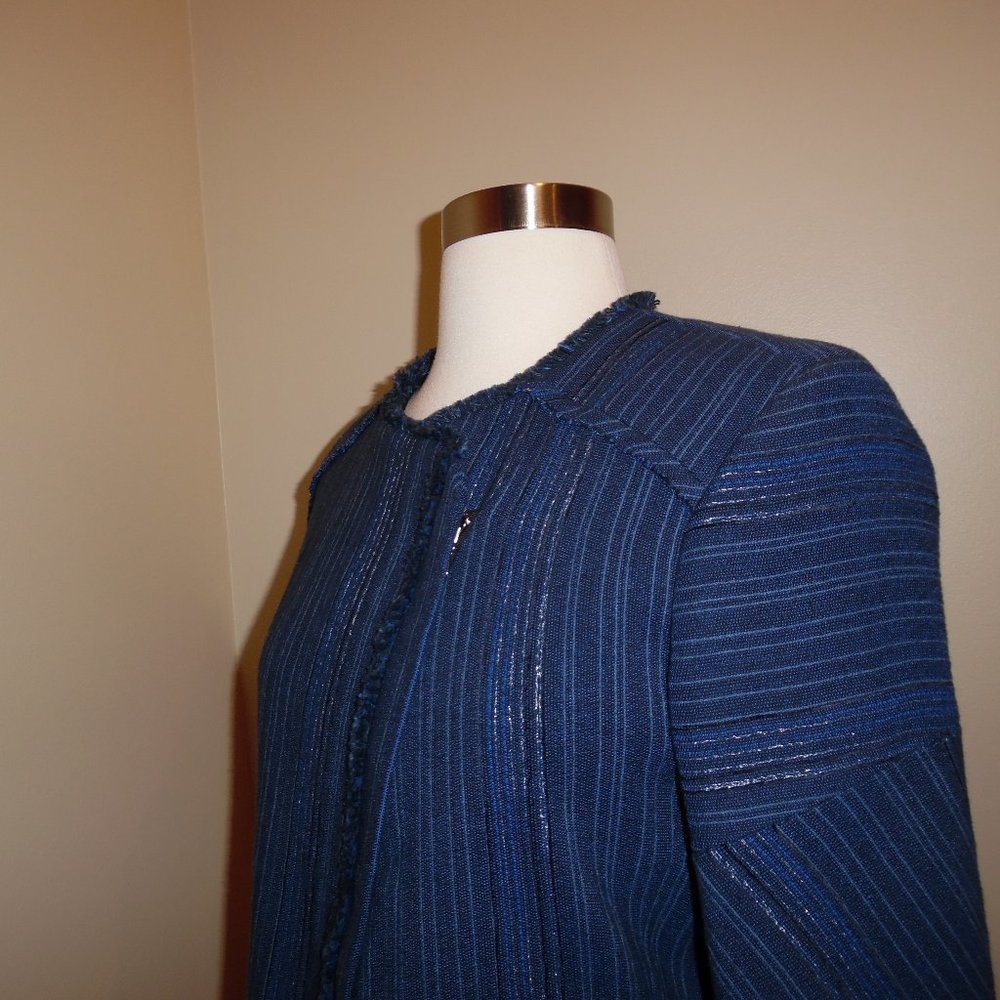 NWT Sandro Paris Blue Blucy Woven Workwear Casual Business Tweed Blazer Jacket - Picture 6 of 12